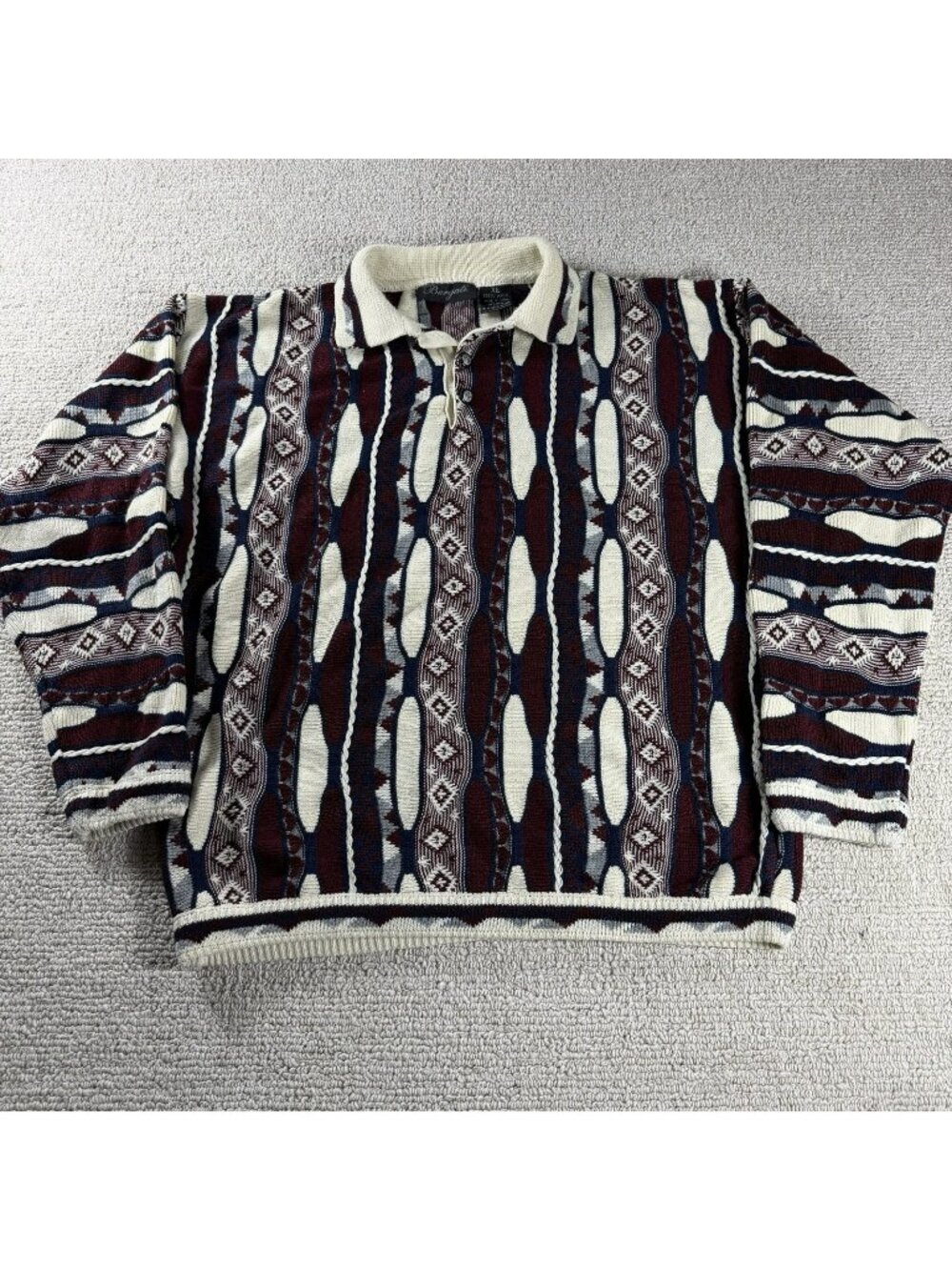 Vintage Bergati 3D Knit Coogi Style Sweater Multicolor Men’s Size XL